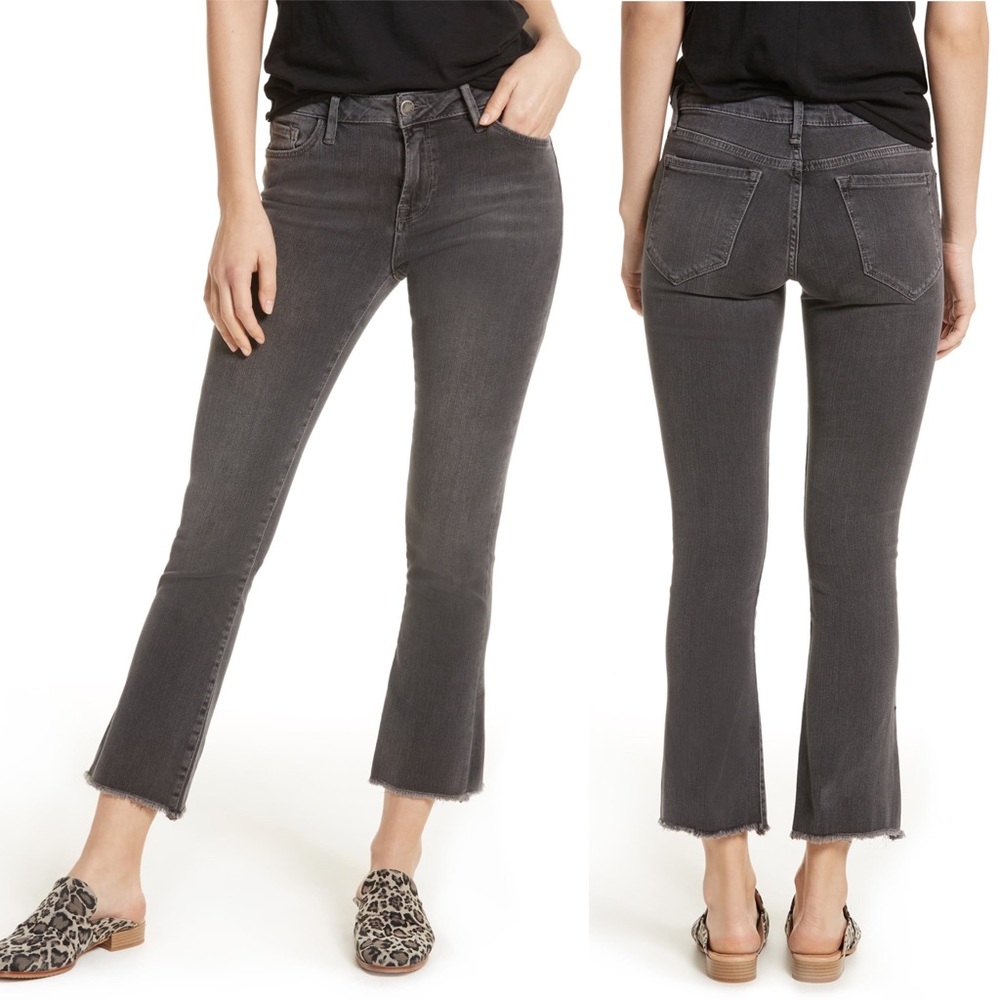 Free People Grey Cropped Flare Jeans